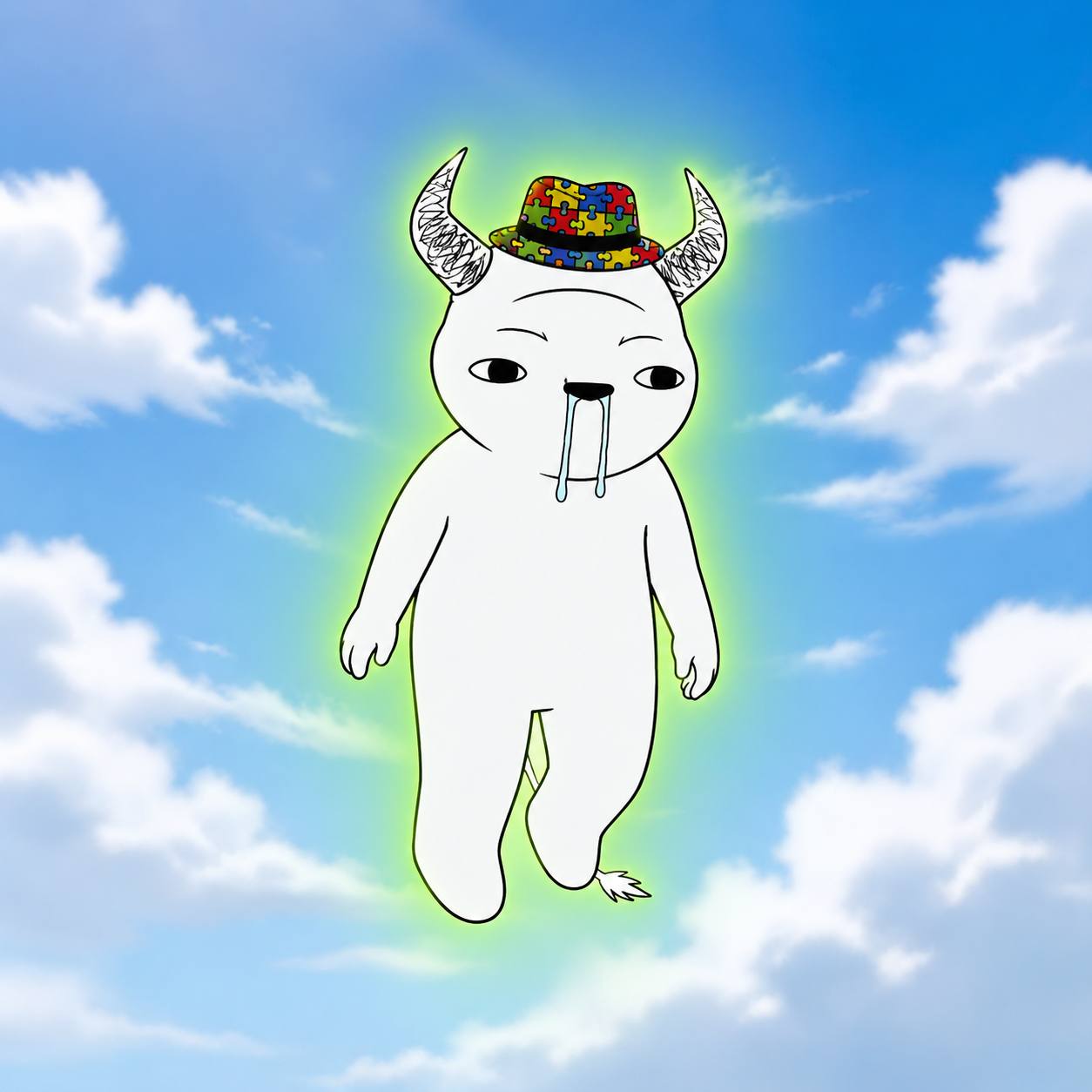 Bulltism floating in the sky